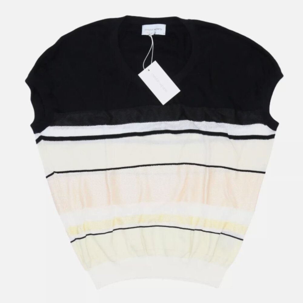 Christian Wijnants KAL Light Stripes Short Sleeve Sweater - L - Retail $625 NWT